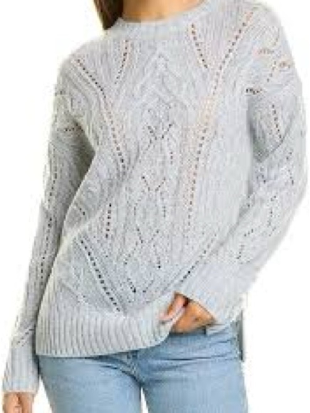 Vince Merino Cashmere Blend Cable Open-Knit Crewneck Sweater Size Small